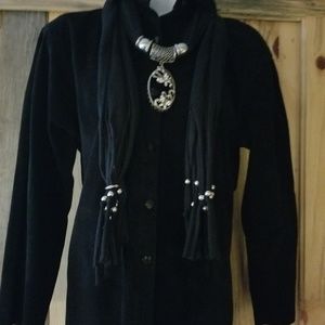 804 Perry Ellis genuine leather suede blouse